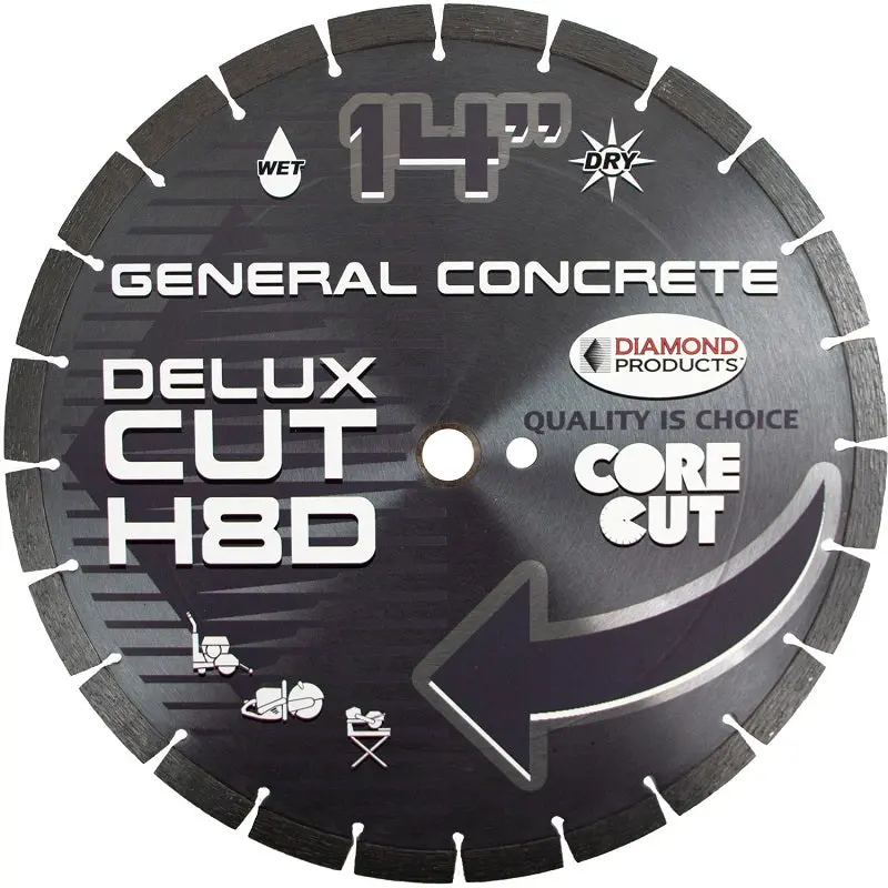 14-Inch Delux-Cut Concrete Blade – H8D High-Speed, Universal Arbor (70499)