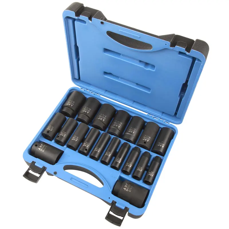 19-Piece 1/2″ Drive Deep SAE Impact Socket Set – 6-Point, Jet® 610329