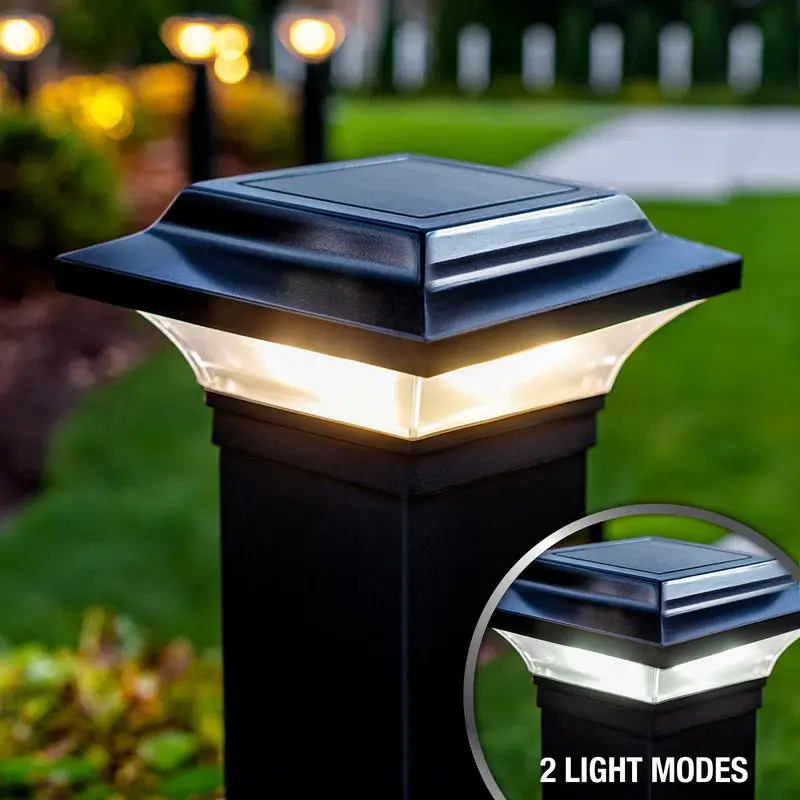 2.5″×2.5″ Black Aluminum Solar Post Cap – Classy Caps Dual-Light Imperial SLO82B