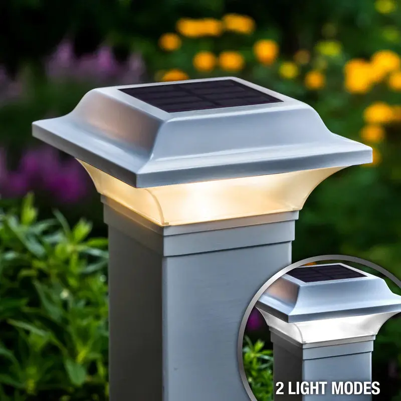 2.5″×2.5″ White Aluminum Solar Post Cap – Classy Caps Dual-Light Imperial SLO82W