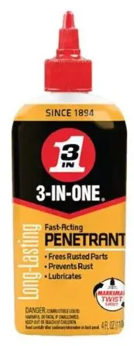 3-IN-ONE 120015 Fast-Acting Penetrating Oil – 4 oz Drip Bottle with Precision Twist Spout