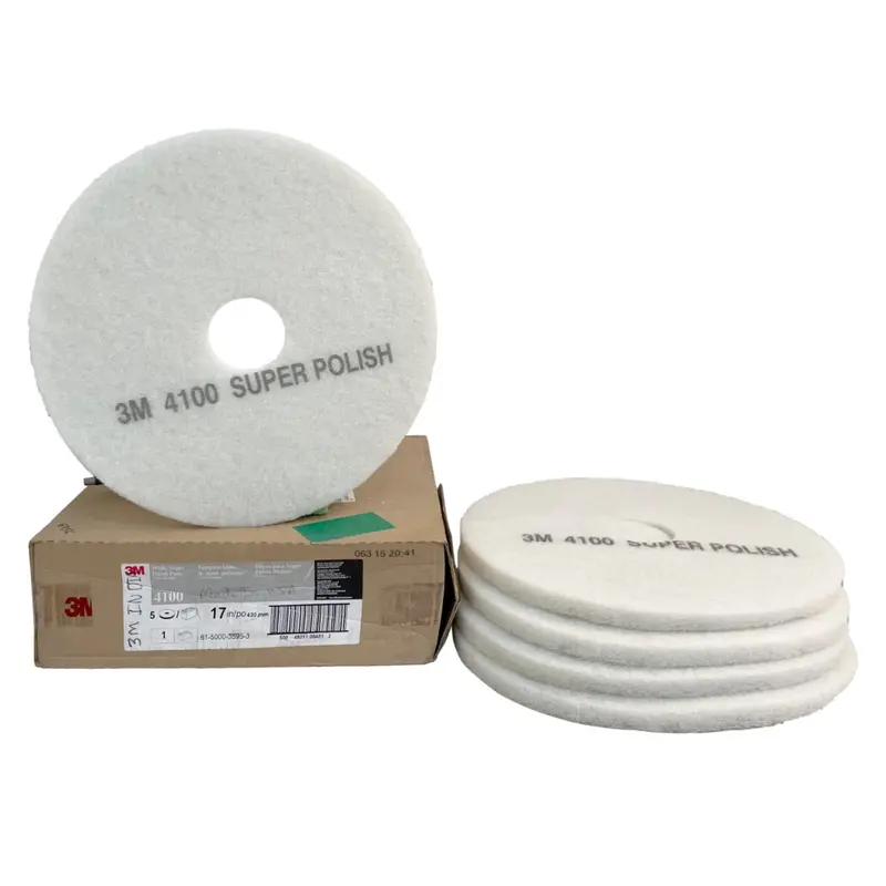 3M 4100 White Super Polish Floor Pad – 20″ Diameter, High-Gloss Buffing