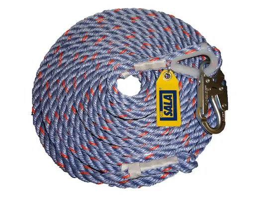 3M DBI-SALA Vertical Rope Lifeline System – Adjustable Length with Snap Hook Connector (Model 1202794C)