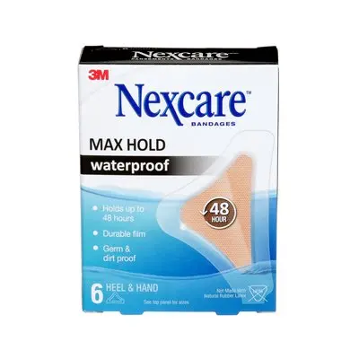 3M Nexcare Max-Hold Waterproof Heel and Hand Bandages – Pack of 24