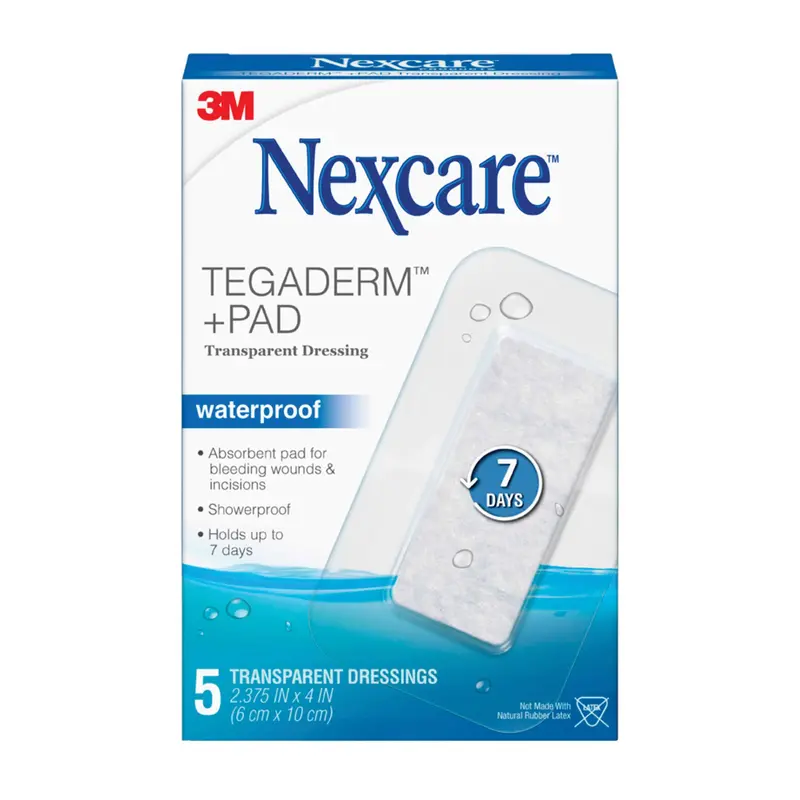 3M Nexcare Tegaderm Transparent Waterproof Wound Dressing – With Absorbent Pad, H3584
