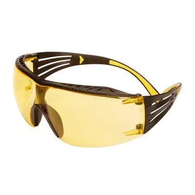 3M SecureFit 400 Series Amber Anti-Fog Safety Glasses – Yellow/Black Frame for High Contrast (SF403XSGAF-YEL)