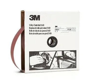 3M Utility Cloth Roll 314D — Assorted Grits (P80–P180), 1″ or 2″ x 180′
