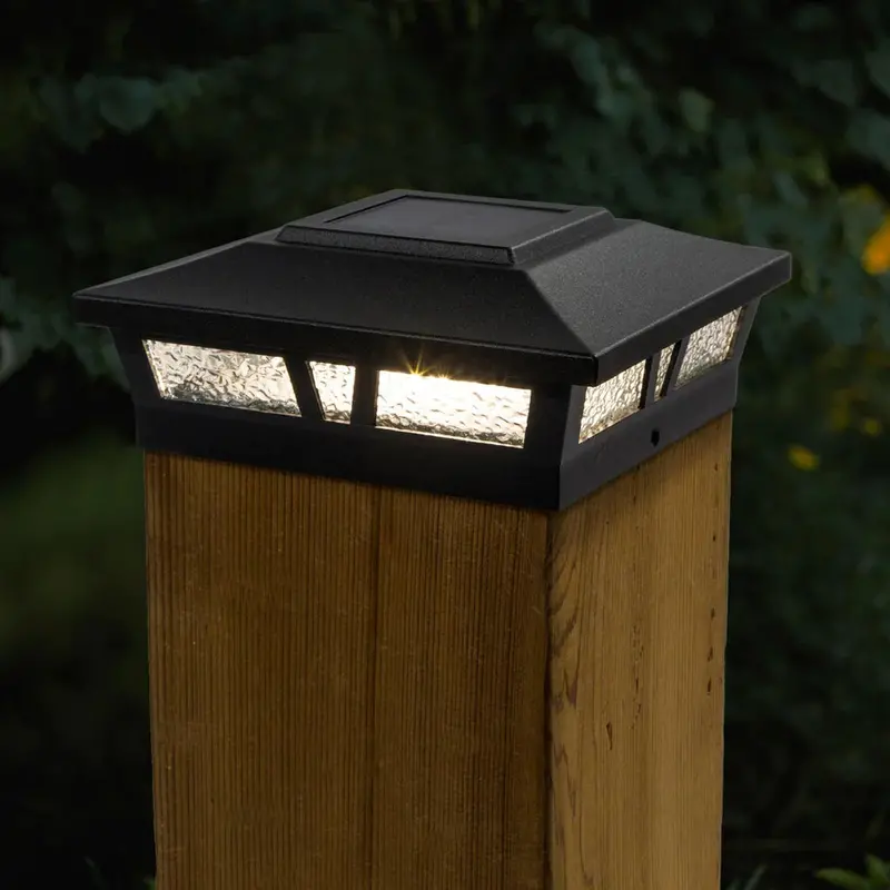 6″×6″ Black Aluminum Oxford Solar Post Cap – Classy Caps SLX772B Deck Mount