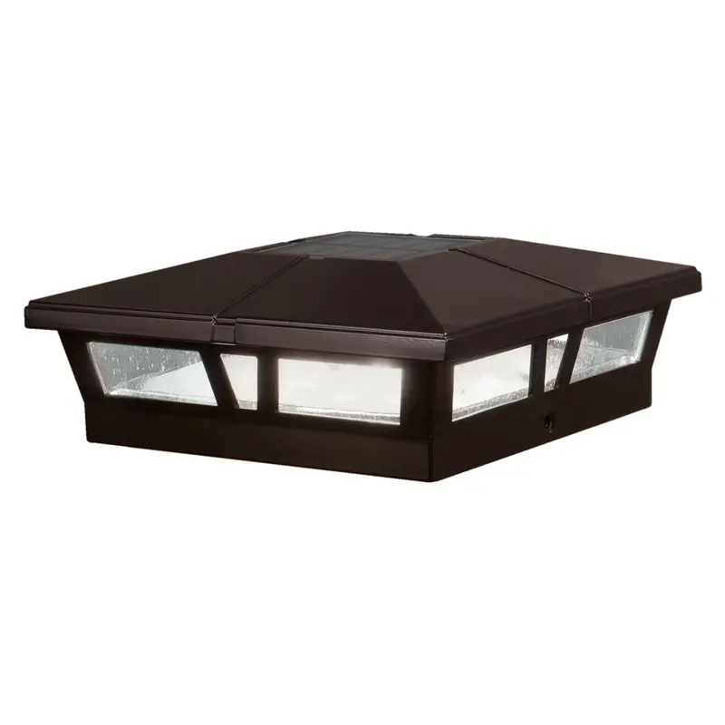 6″×6″ Brown Aluminum Cambridge Solar Post Cap – Classy Caps SLC771C Fence Topper