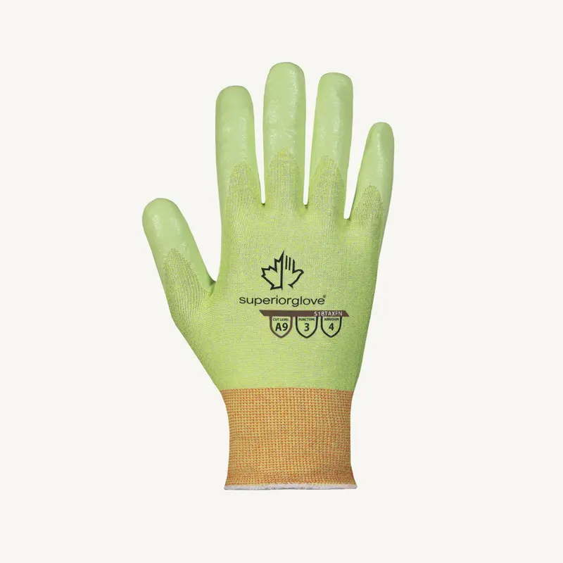 A9 Cut-Level Protective Gloves – Superior Glove TenActiv HPPE Composite Knit with Foam Nitrile Palm, S18TAXFN