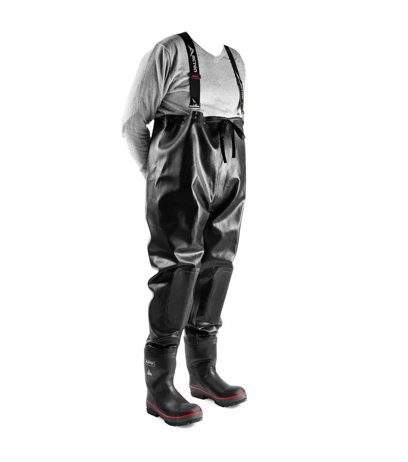 Acton Black Protecto Chest Waders – 51-Inch Heavy-Duty Rubber Work Boots, A4287B-11