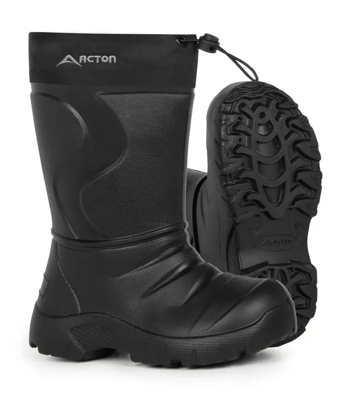 Acton Slushy Kids’ Rain Boots – Insulated EVA Waterproof Boots with Removable Liner (Model A8586, Black)