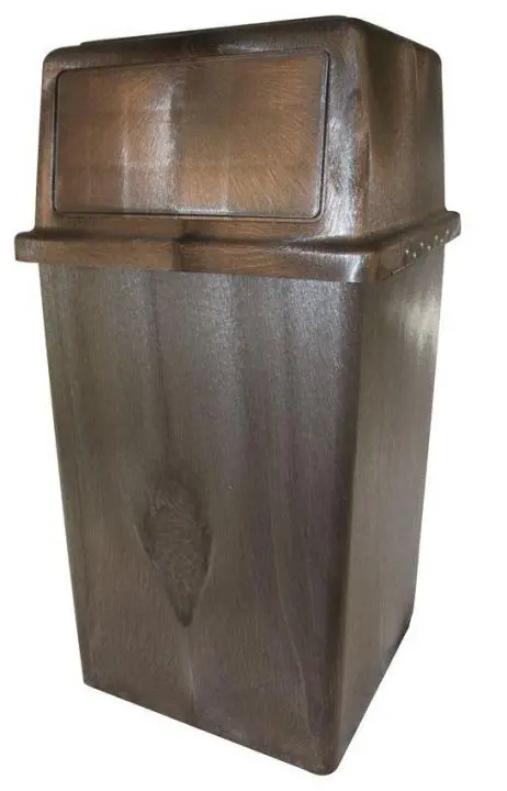 Advantage Vanguard Receptacle – 45-Gallon Indoor/Outdoor Waste Bin, Brown Finish (Model 8750BR)