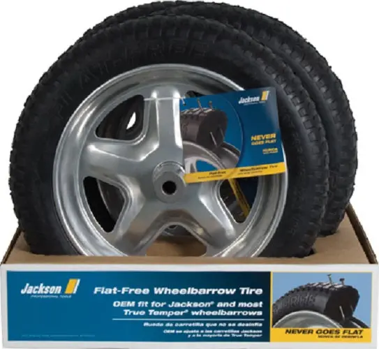 Ames/Jackson SFFTCC 16-Inch Flat-Free Wheelbarrow Tire with Hub – Sport-Style Replacement