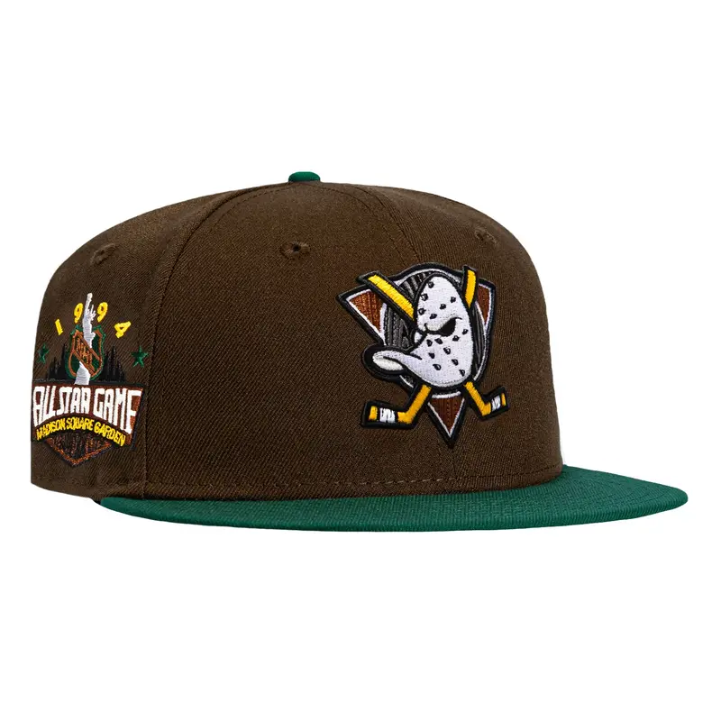 Anaheim Ducks 1994 All-Star Game Wood Grain 59Fifty Cap – Brown & Green