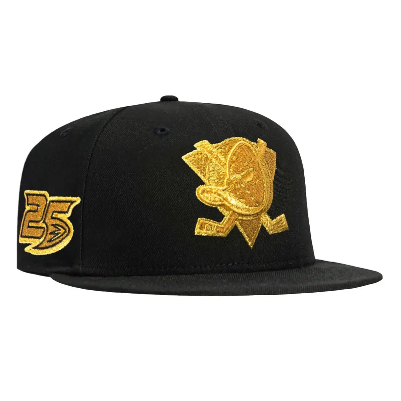 Anaheim Ducks 25th Anniversary Metallic Gold & Black 59Fifty Cap