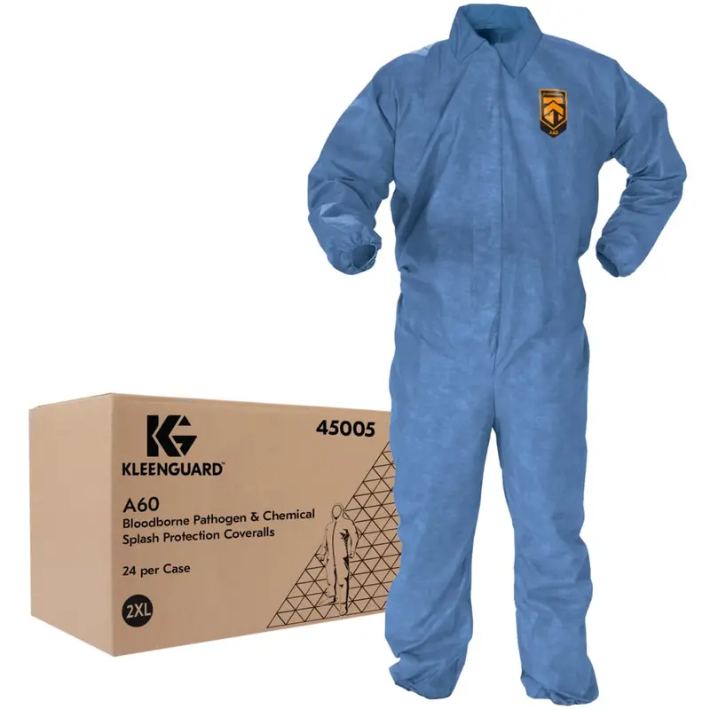Ansell KleenGuard A60 Disposable Coveralls – Reinforced Fit, Size 2XL (Case of 24, 45005)