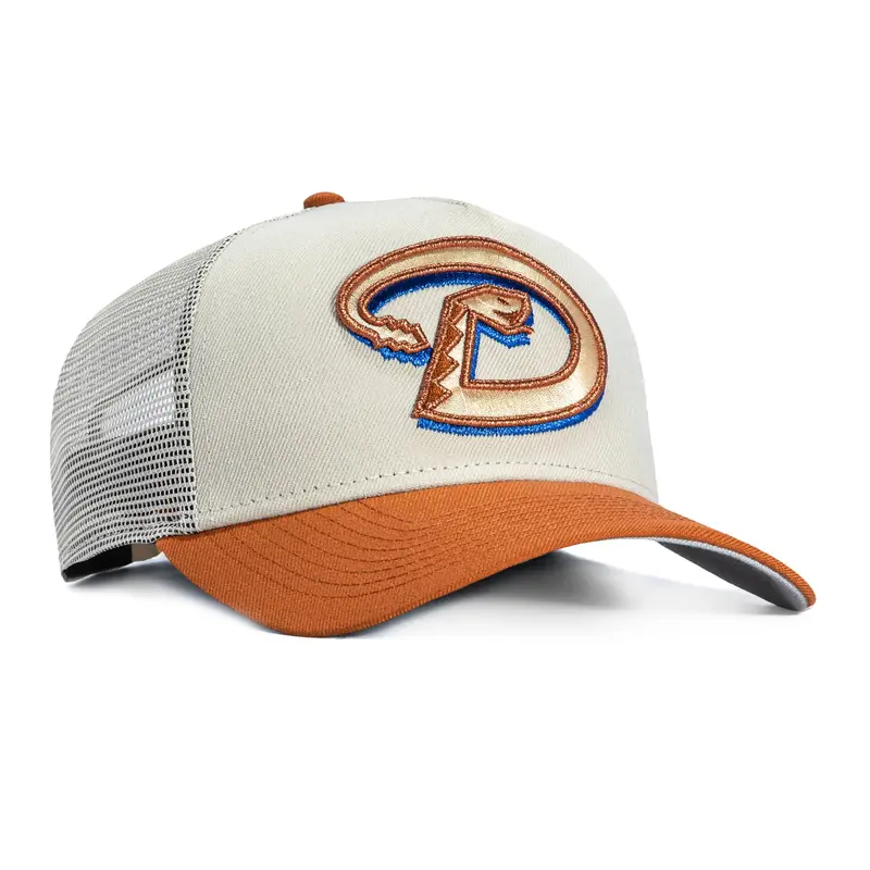 Arizona Diamondbacks ‘D’ Trucker Snapback – New Era 9Forty A-Frame in Stone & Brown