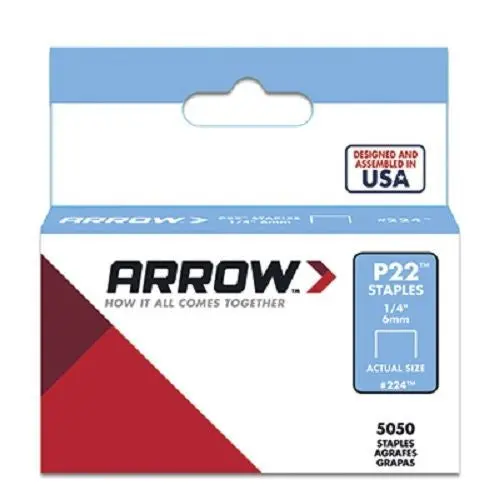Arrow 224 (5050) 6mm Staples for P22 Plier Staple Gun – 40-Pack
