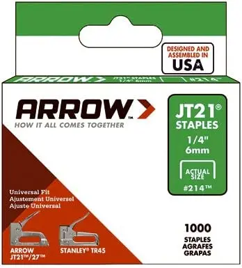 Arrow JT-21 1/4-Inch Staples, 1000 per Pack – 30 Packs
