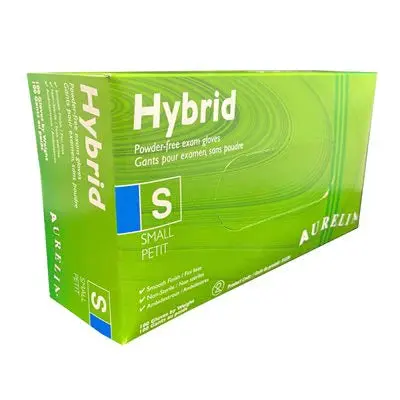 Aurelia 51229 Hybrid Vinyl/Nitrile Exam Gloves – 4 Mil Thickness, Box of 100