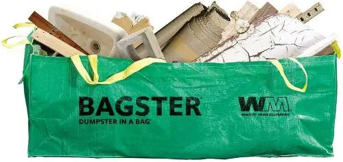 Bagster 3-Cu-Yd Heavy-Duty Trash Bag – 8′ x 4′ x 2.5′, Waste Management Pickup Included (Set of 4)