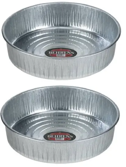 Behrens 2168 Galvanized Hog Pan Feeder – 3.5-Gallon, 16-Inch Seamless Tray – Pack of 2