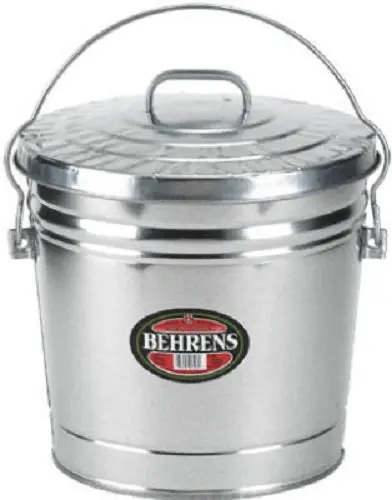 Behrens 6106 Galvanized 6-Gallon Waste Bin with Cover – Rust-Resistant Steel, Pack of 6