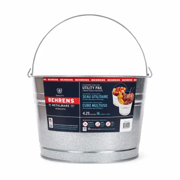 Behrens C17GS 4-Gallon Galvanized Steel Wash Tub – Heavy-Duty Utility Bucket (Pack of 6)