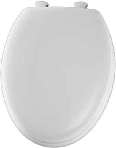 Bemis Elongated Molded Wood Toilet Seat – White, Comfort Height Style