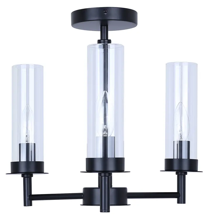 BENSON Matte Black Semi-Flush Mount – Bold Contrast Ceiling Light, Canarm ISF1205A03BK