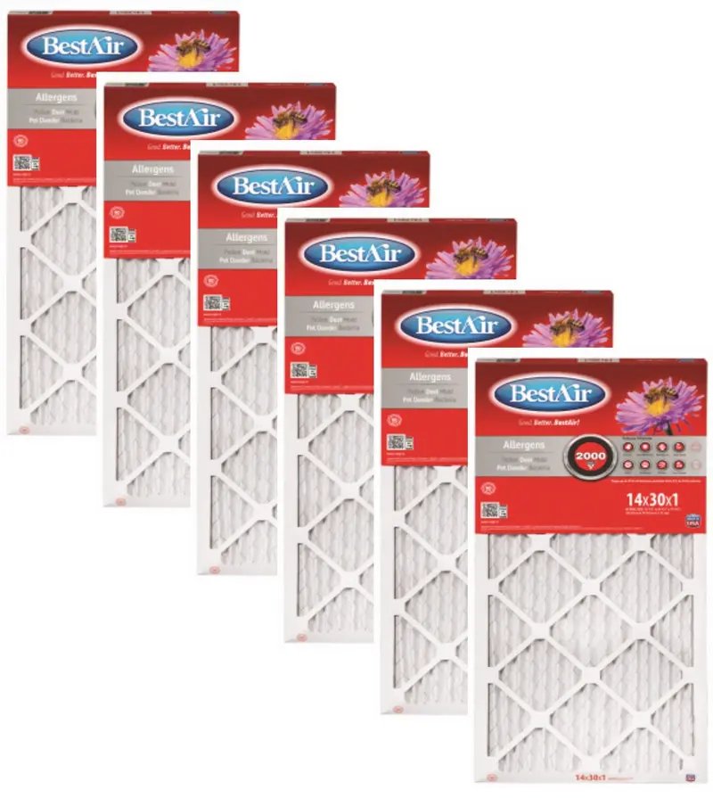 Best Air MERV 11 Pleated Furnace Air Filter – 14″ x 30″ x 1″, 6-Pack