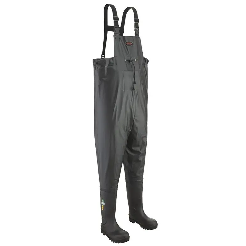 Black Steel-Toe Chest Waders with Protective Plate – Pioneer Model 1043