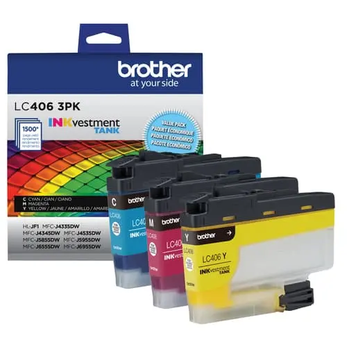 Brother LC4063PKS INKvestment Tank Color Ink Cartridge 3-Pack – Standard Yield CMY Set