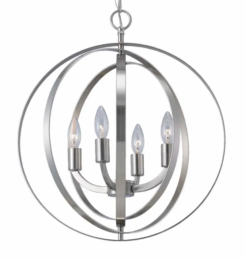Brushed Nickel 4-Light Chandelier – 18″ Chain, Canarm Meridian ICH182B04BN18