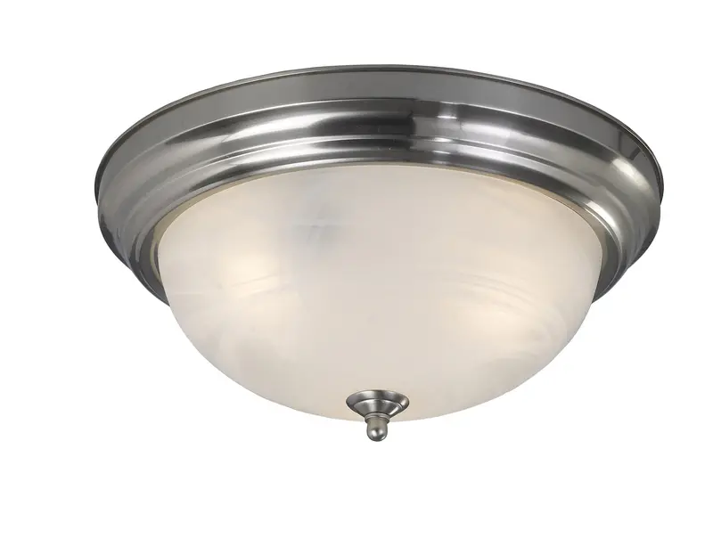 Brushed Nickel Flush Mount – Alabaster Glass Shade, Canarm IFM411BN