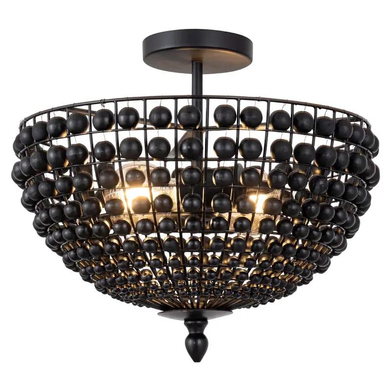 BURKLEY Black Semi-Flush Ceiling Light – Compact 16-Inch Design, Canarm ISF1185A02BK16