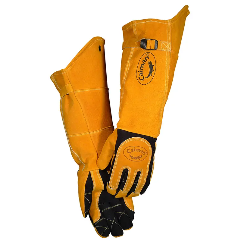 Caiman® Deerskin MIG/Stick Welding Gloves – Flame-Resistant, 21″ Insulated Design