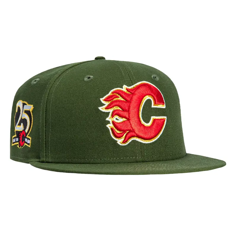 Calgary Flames 25th Anniversary 59Fifty Cap – Olive with Pink UV Patch