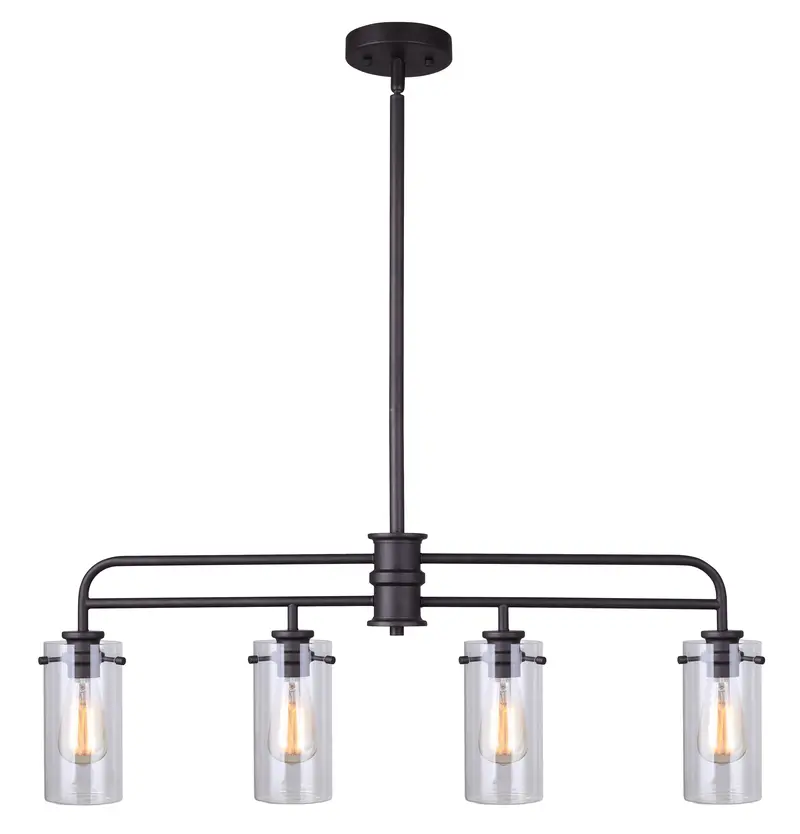 Canarm ALBANY Oil-Rubbed Bronze 4-Light Pendant Fixture – Rustic-Chic Kitchen or Dining Light – IPL679A04ORB