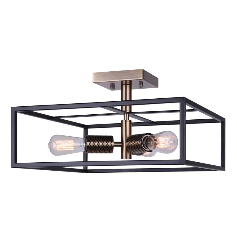 Canarm BODIE Semi-Flush Mount – 3-Light Matte Black and Gold Fixture (ISF1069A03BKG)