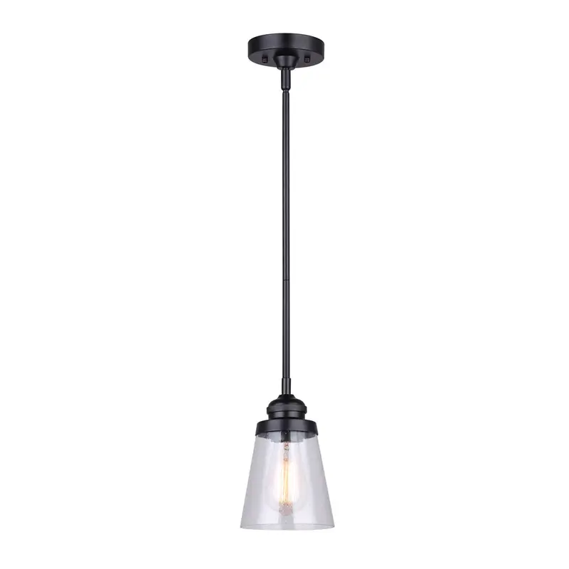 Canarm DECLAN Matte Black Pendant – Sleek Single-Light Design, IPL1097A01BK