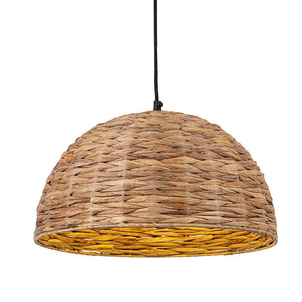 Canarm KAIA Wicker Pendant Lamp – Natural Texture Shade with Black Cord (Model IPL2082B01NA)