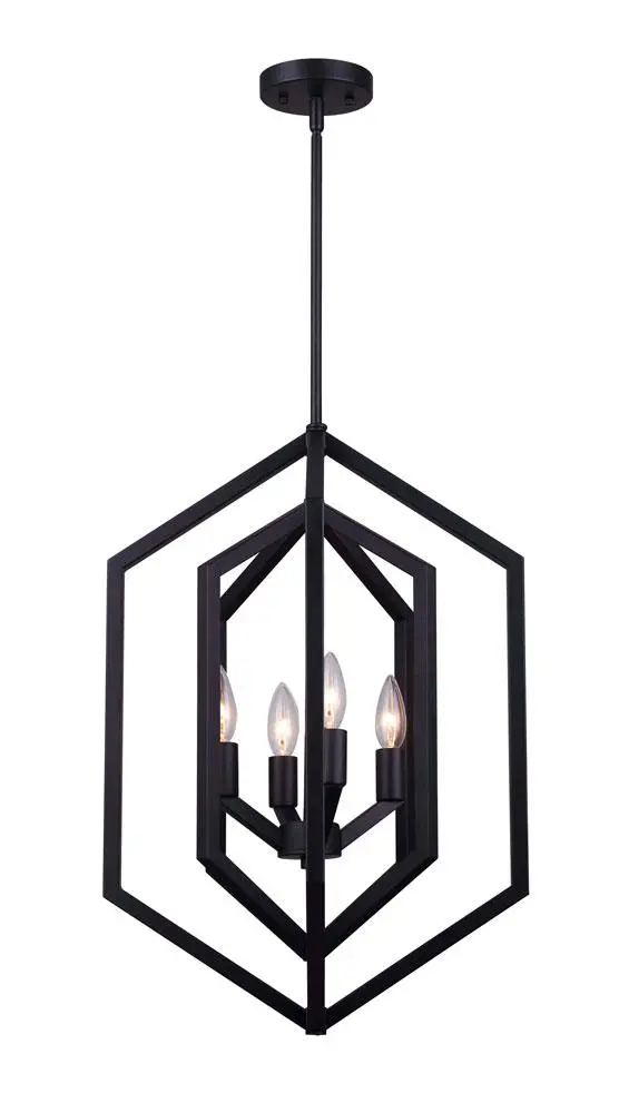 Canarm NETTO 4-Light Rod Chandelier – Matte Black