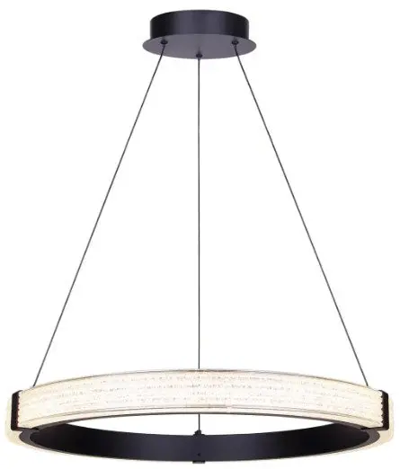 Canarm SOLACE LED Chandelier – Contemporary 34.6″ Black Pendant Light with Integrated Lighting (Model LCH346A24BK)