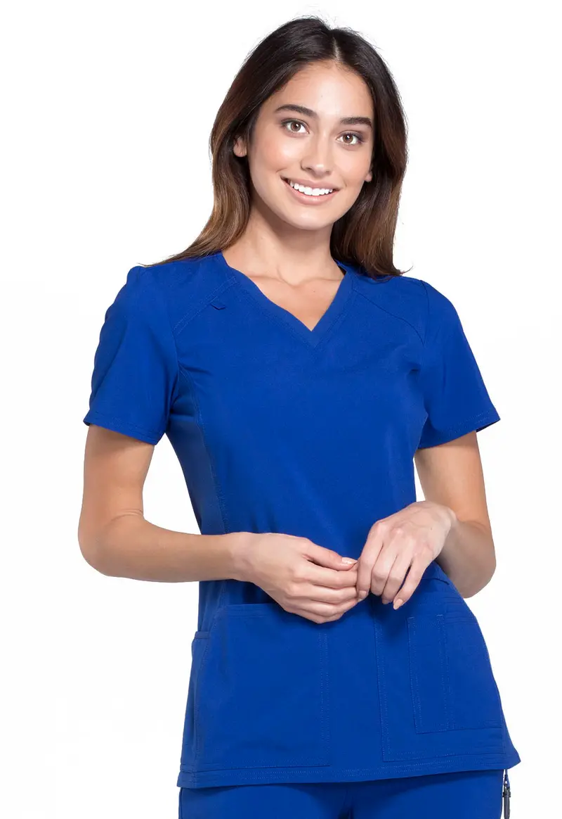 Cherokee iFlex Women’s V-Neck Knit Panel Scrub Top – Galaxy Blue (CK605)