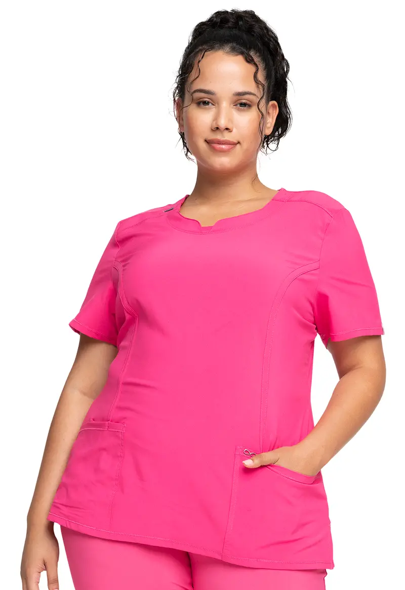 Cherokee Infinity Carmine Pink Scrub Top – Women’s Round Neck, 2624A