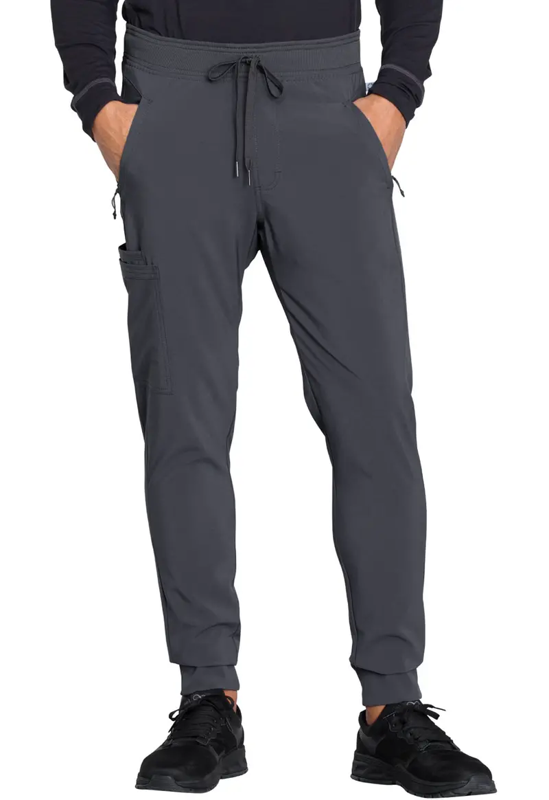 Cherokee Infinity Men’s Scrub Joggers – Mid-Rise Comfort Fit in Pewter (Style CK004A)