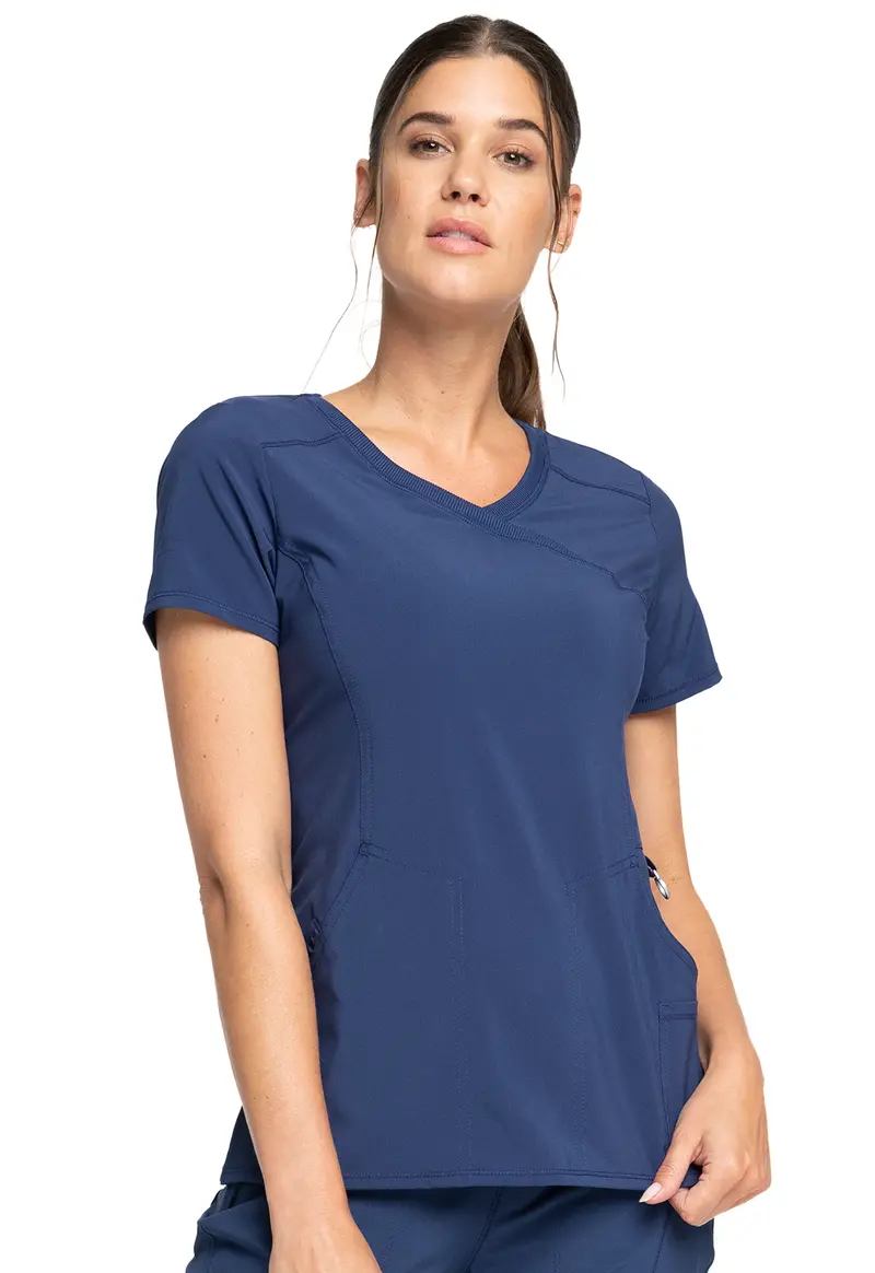 Cherokee Infinity Mock Wrap Scrub Top – Women’s Navy V-Neck Style (2625A)