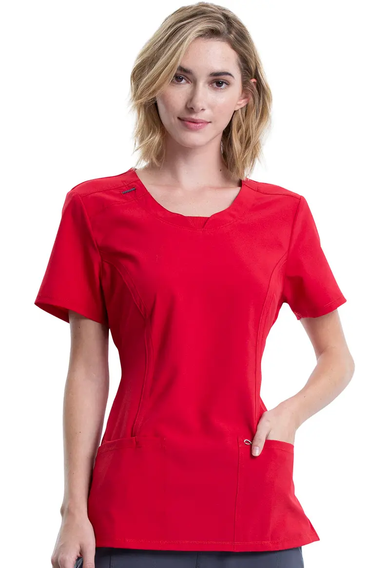 Cherokee Infinity Round Neck Scrub Top – Women’s Red Classic Fit (2624A)